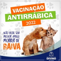 Secretaria de Saúde, informa aos donos de cães e gatos sobre a campanha de vacinação antirrábica 2022 que acontecerá durante o mês de agosto.