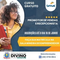 Através da Sala Mineira e em parceria com o SENAC, a Prefeitura está oferecendo dois cursos para você se qualificar.